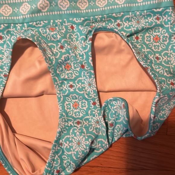 Cabana Life X Talbots One Piece Bikini Swimsuit Teal Blue Agua Large - Picture 3 of 4